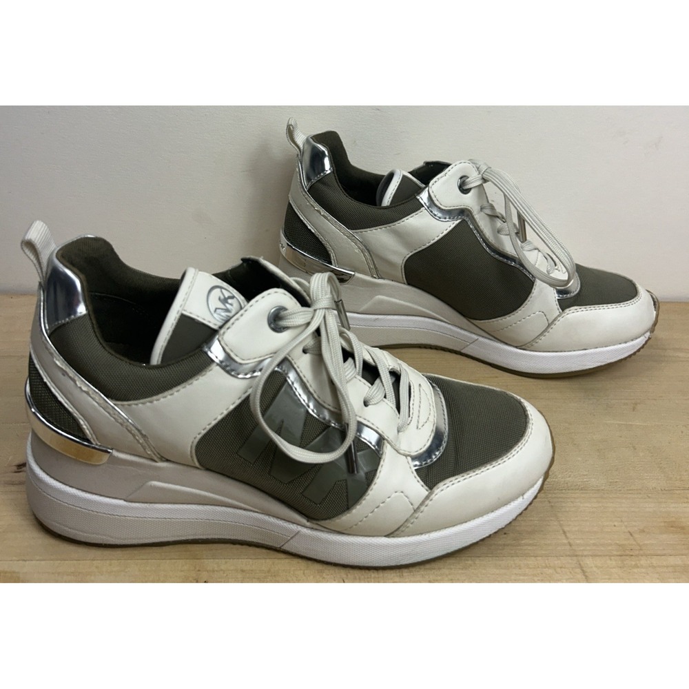 Michael Kors Crista Trainer Sneaker Olive Cream Womens Size 6 medium in womens‎